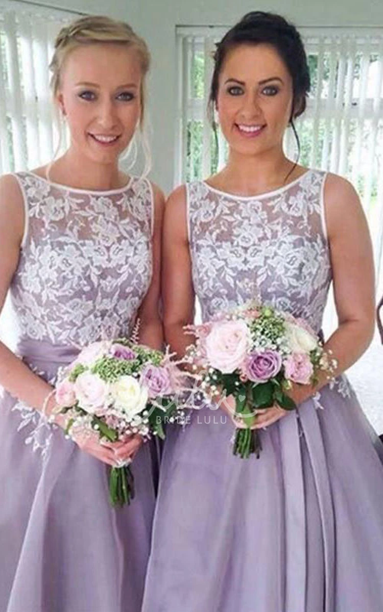 Lace Mini A-line Dress with Sleeveless Design Elegant Bridesmaid Dress