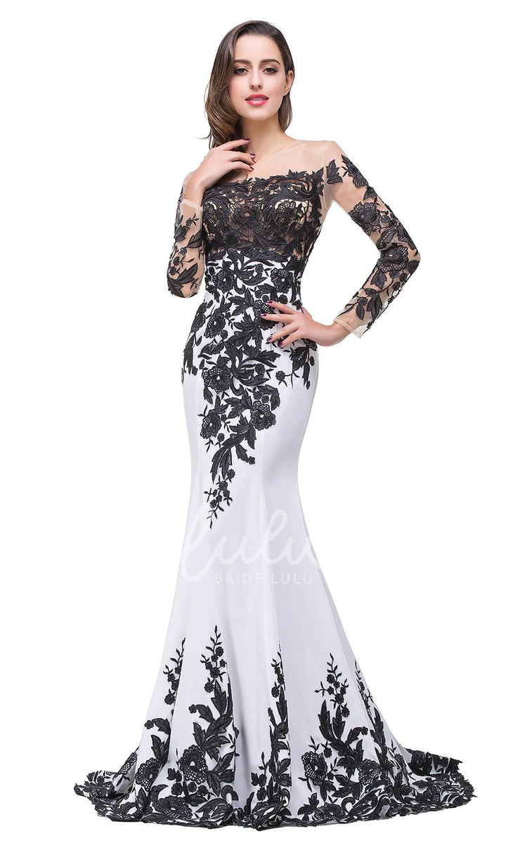Black Appliques Long Sleeve Mother of the Bride Dress
