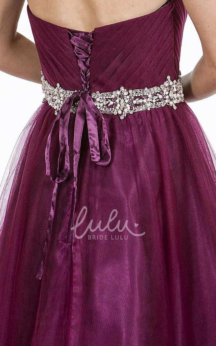 Strapless Maxi Ruched Tulle Prom Dress Classy Tulle Prom Dress with Strapless Neckline and Ruched Bodice