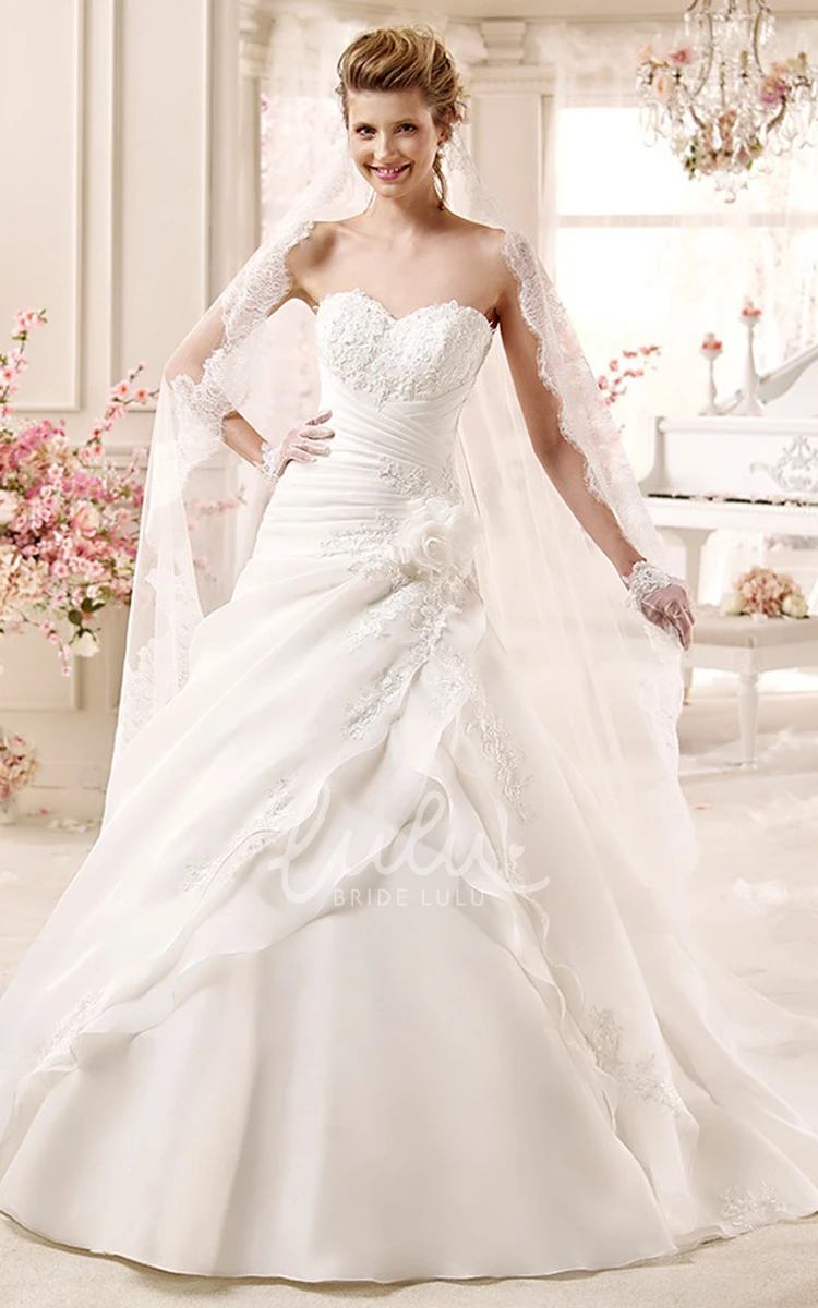 A-line Wedding Dress with Bandage Waist and Ruching Sweetheart Style