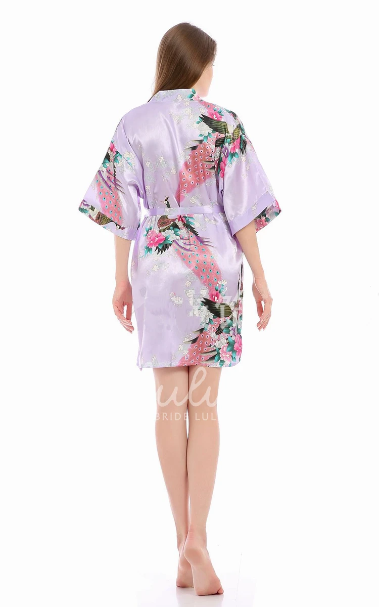 Floral Bride Bridesmaid Half Sleeved Short Robe