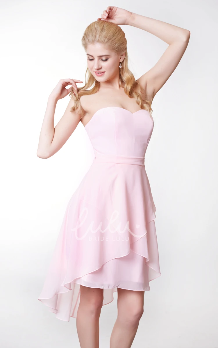 Sweetheart Chiffon Dress with High Low Style Crisscross Front & Classy