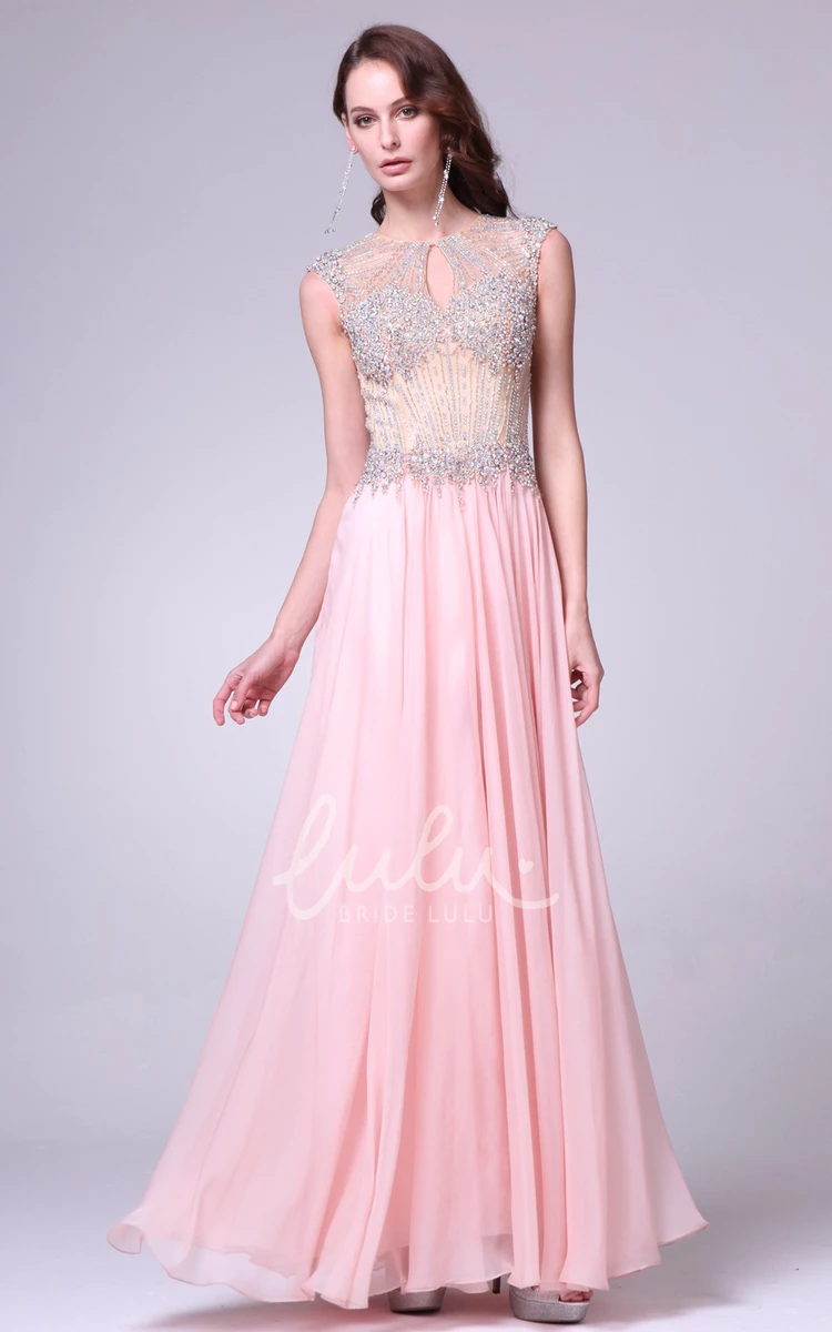 Chiffon A-Line Sleeveless Dress with Beading and Pleats Bridesmaid Dress