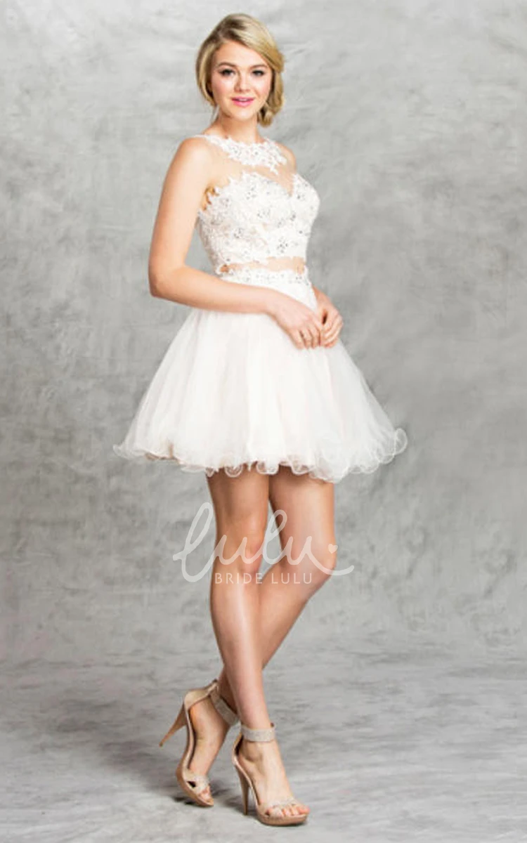 Illusion Applique Two-Piece A-Line Homecoming Dress