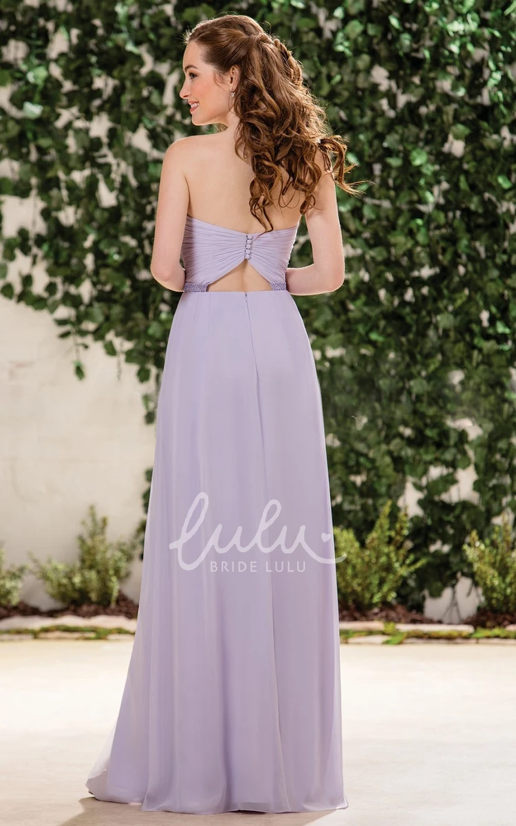 A-Line Sweetheart Front Slit Beaded Bridesmaid Dress