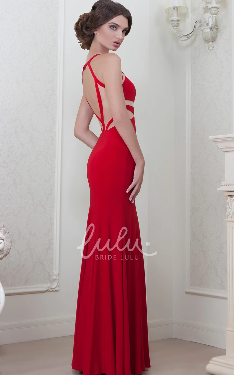 V-Neck Sleeveless Floor-Length Sheath Bridesmaid Dress