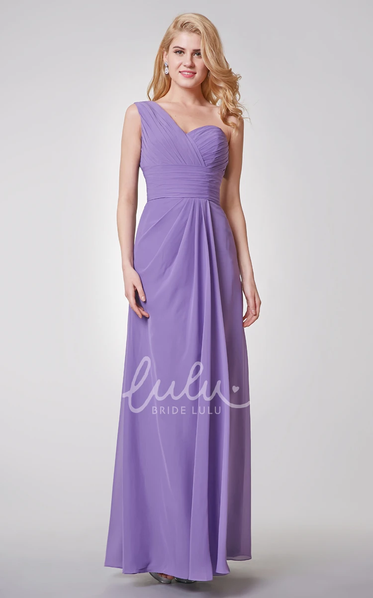 Ruched One Shoulder A-line Chiffon Bridesmaid Dress