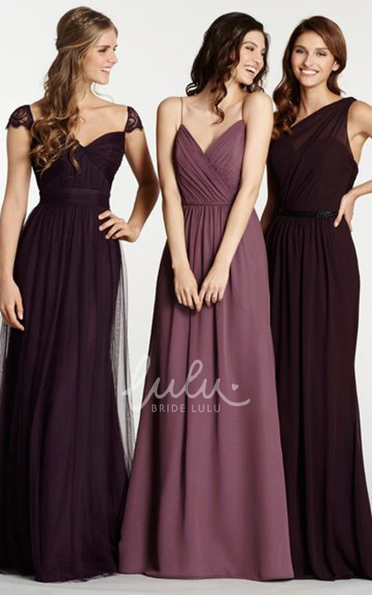 Spaghetti Chiffon Bridesmaid Dress with Ruching Maxi