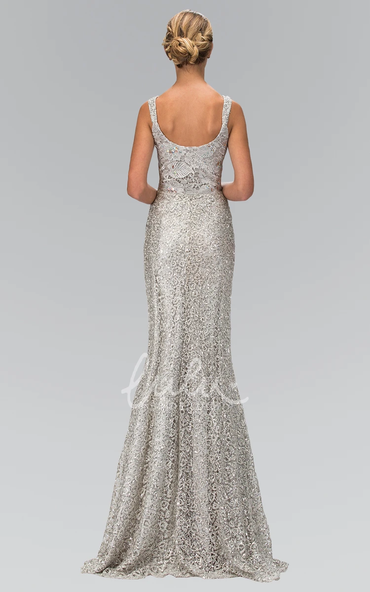 Sequin Beaded Sheath Floor-Length Sleeveless Formal Dress