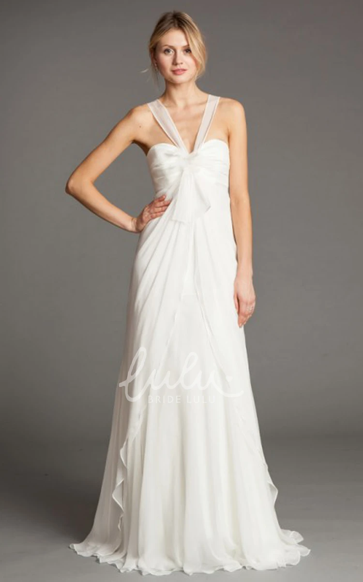 Empire Sweetheart Chiffon Wedding Dress Sleeveless Ruched Long Sheath with Draping