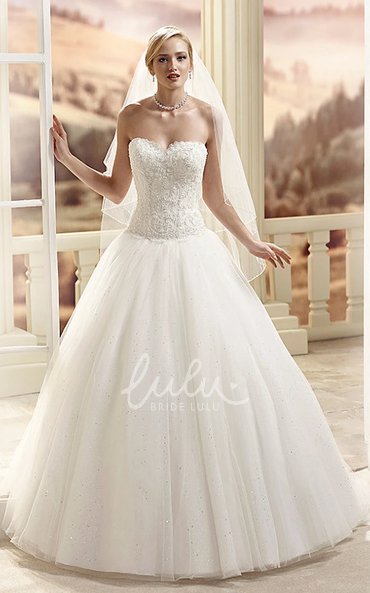 Strapless Tulle Ball Gown Wedding Dress with Jeweled Bodice