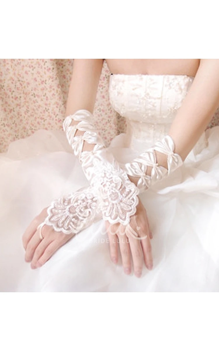 Unique Crystal Gauze Short Gloves Bridal Accessory