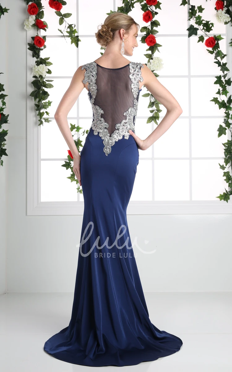 Sleeveless Sheath Jersey Dress with Beading Elegant Formal Dress