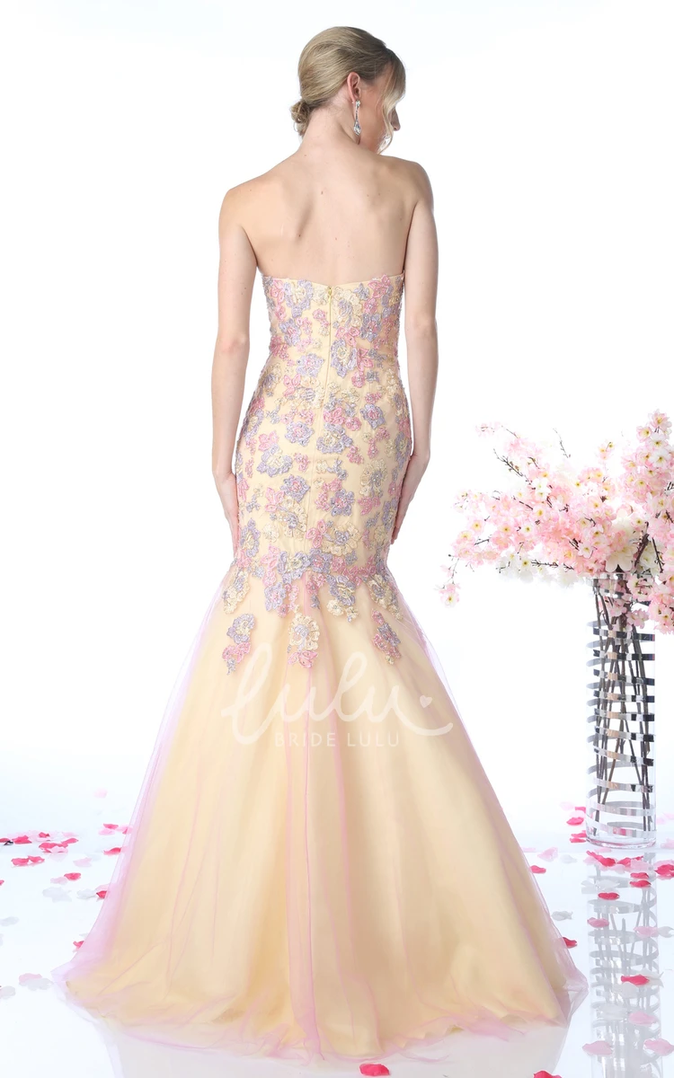 Sweetheart Sleeveless Mermaid Prom Dress with Appliques and Flower in Multi-Color