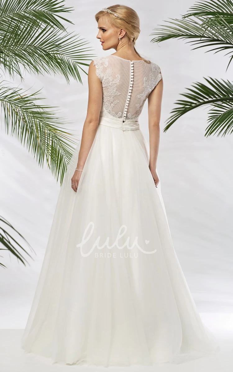 Appliqued Tulle&Satin Wedding Dress A-Line Floor-Length