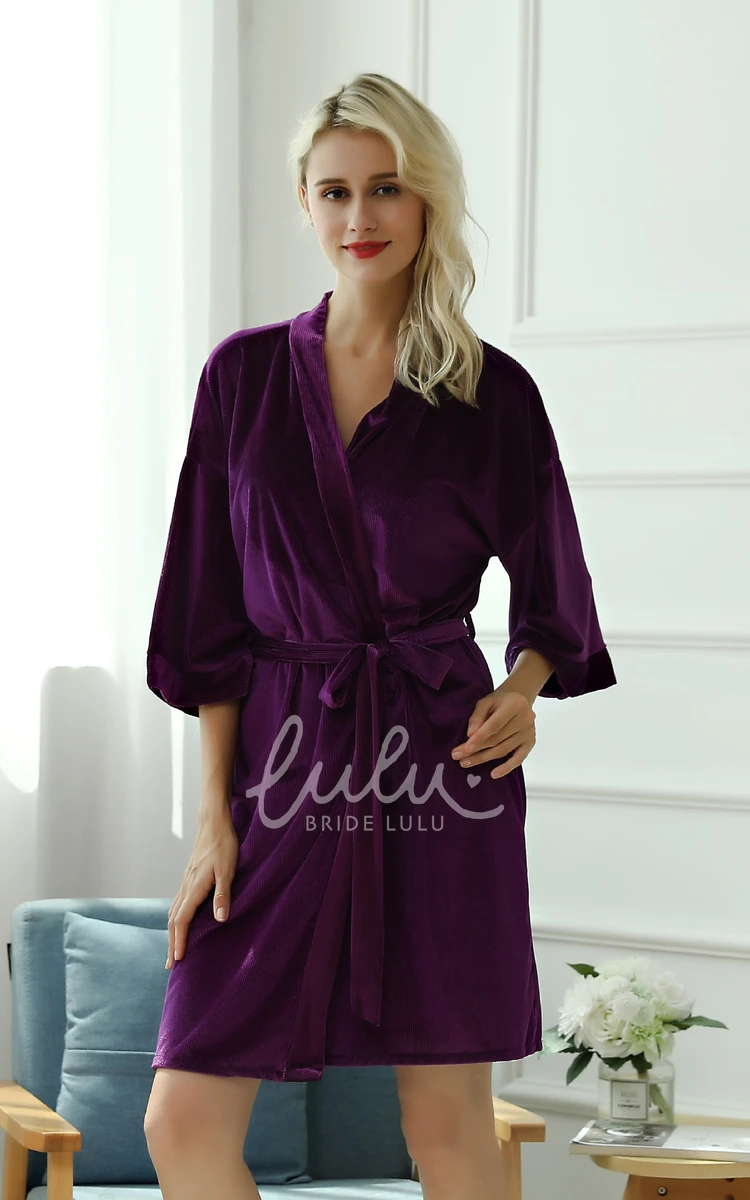 Plain Bride Bridesmaid Half Sleeved Short Robe