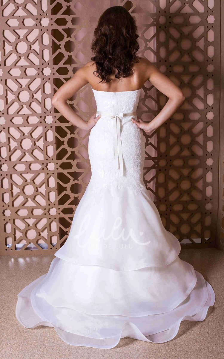 Organza & Lace Mermaid Wedding Dress Sweetheart Neckline with Broach