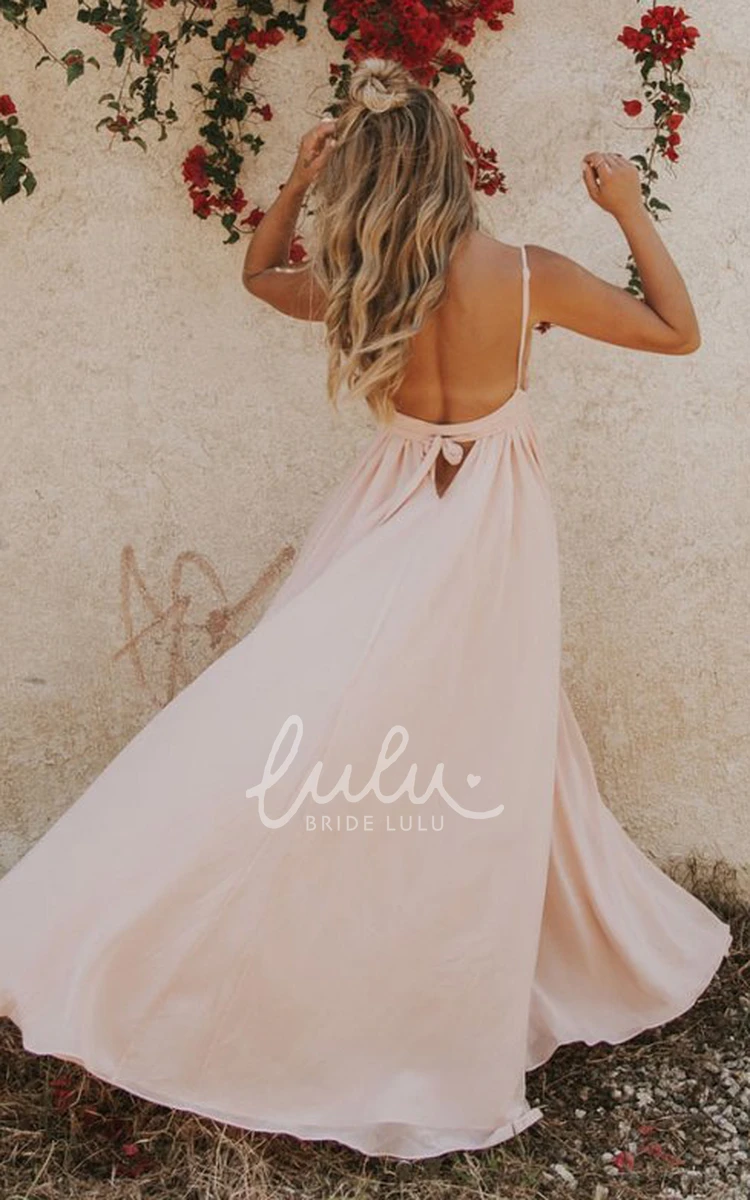 Sexy Sleeveless Chiffon A-Line Cocktail Dress with Backless Lace and Ribbon Bridesmaid Dress