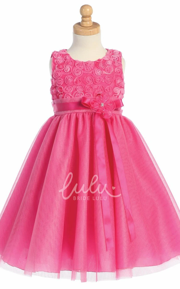 Embroidered Tulle Tiered Flower Girl Dress Elegant Wedding Dress for Girls