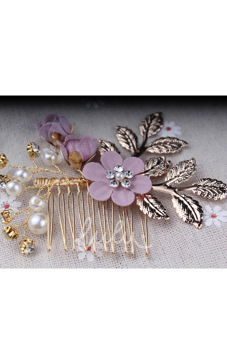 Vintage Golden Hair Pin with Floral Design for Bridesmaids