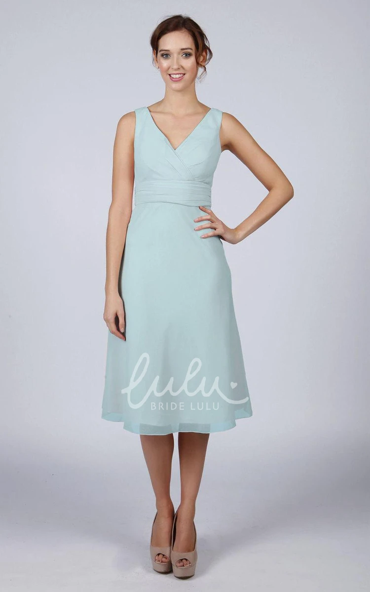 Short Light Blue Classic Prom Bridesmaid Dress