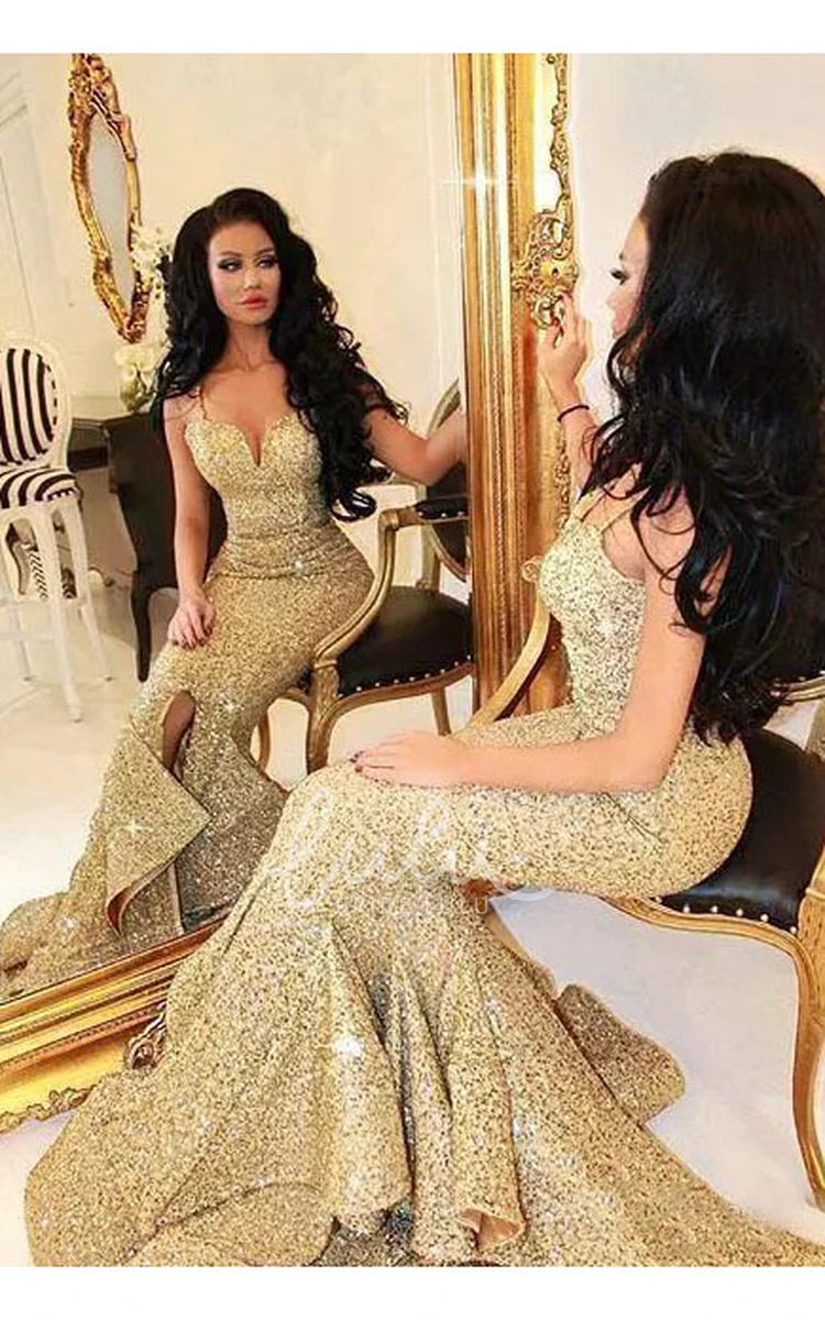 Sweetheart Mermaid Sequins Beading Evening Dress Sexy Floor-length Sleeveless