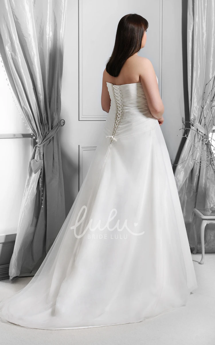 Applique Corset Back Sweetheart Wedding Dress with Pleats