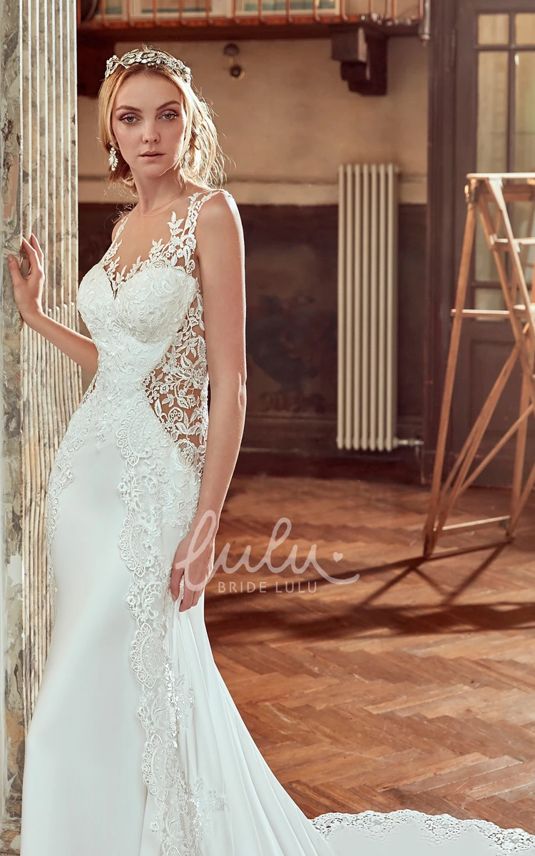 Lace Sweetheart Wedding Dress with Floral Straps and Illusive Back Elegant Floral Lace Sweetheart Wedding Dress
