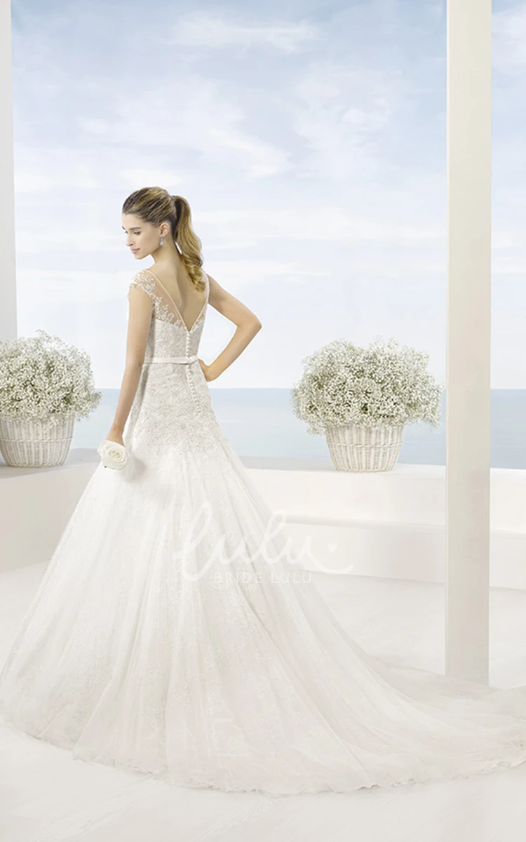 Sleeveless A-Line Jeweled Tulle Wedding Dress Classic Bridal Gown