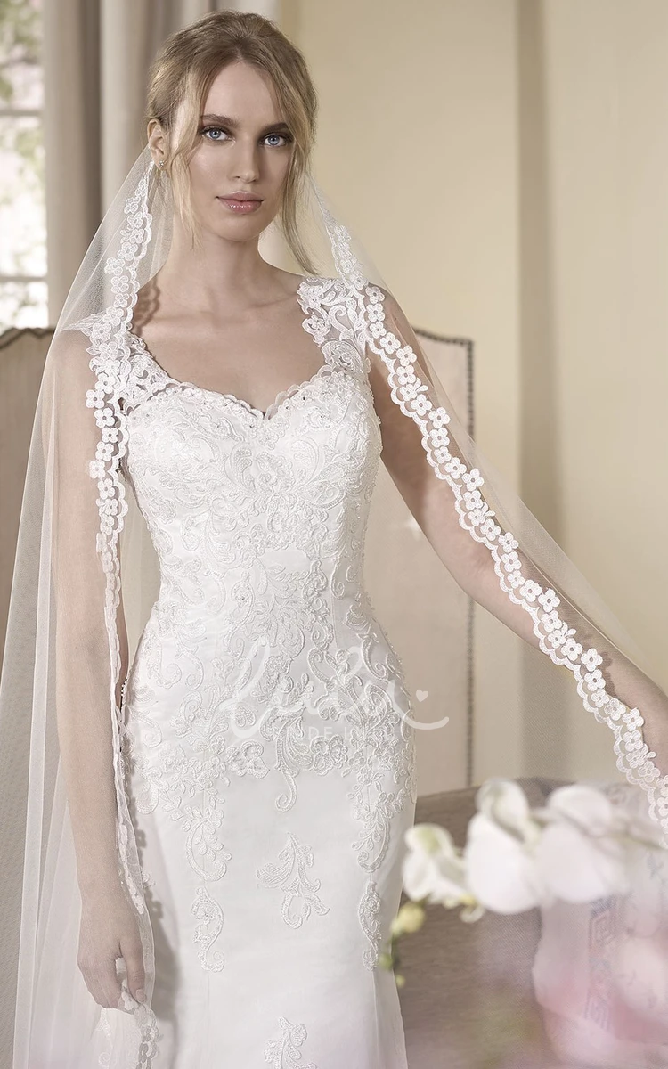 Sleeveless Lace Sheath Floor-Length Wedding Dress