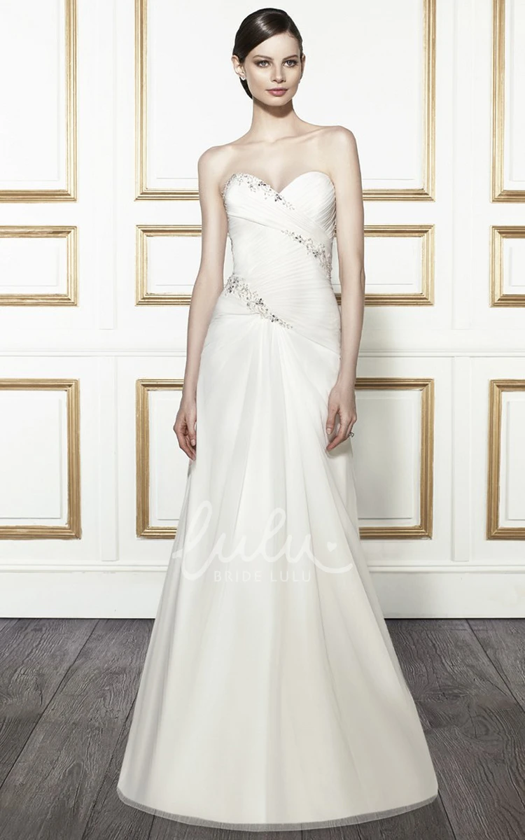 Beaded Trumpet Sweetheart Wedding Dress with Corset Back Long Tulle & Satin