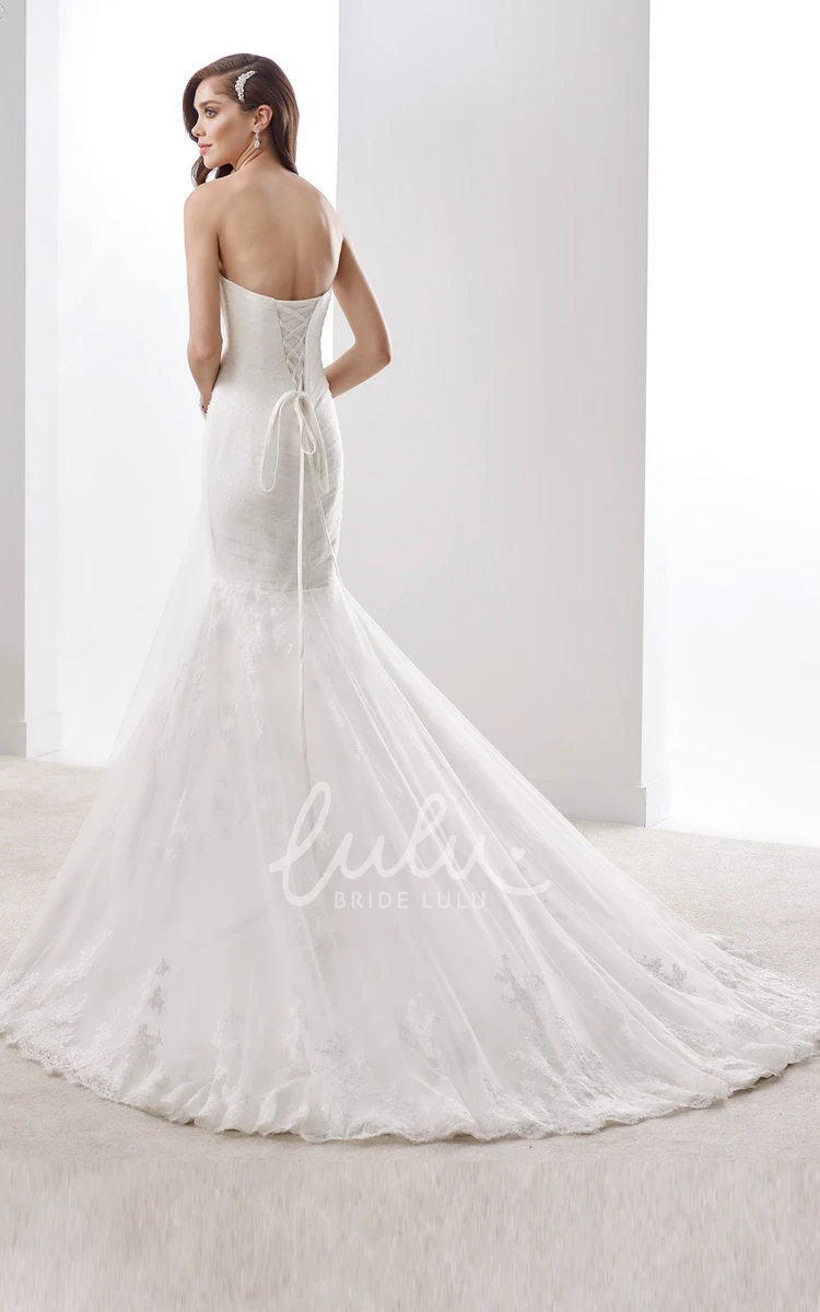 Mermaid Bridal Gown with Cap Sleeves and Illusive Lace Panel in Scooped-Neck Design