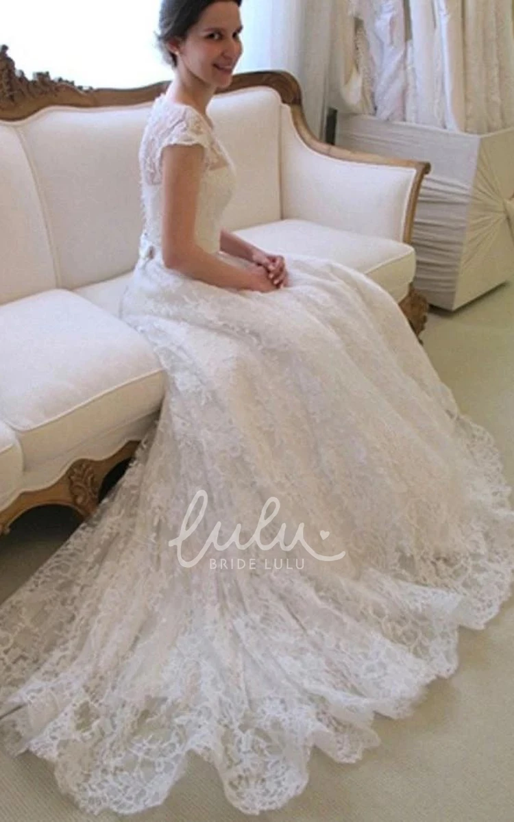 Cap Sleeve Lace A-Line Princess Wedding Dress New Arrival 2024