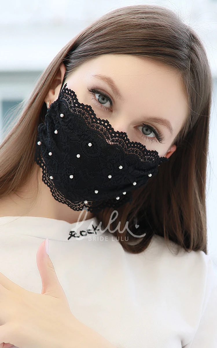 Non-Medical Pearl Lace Bridal Face Masks