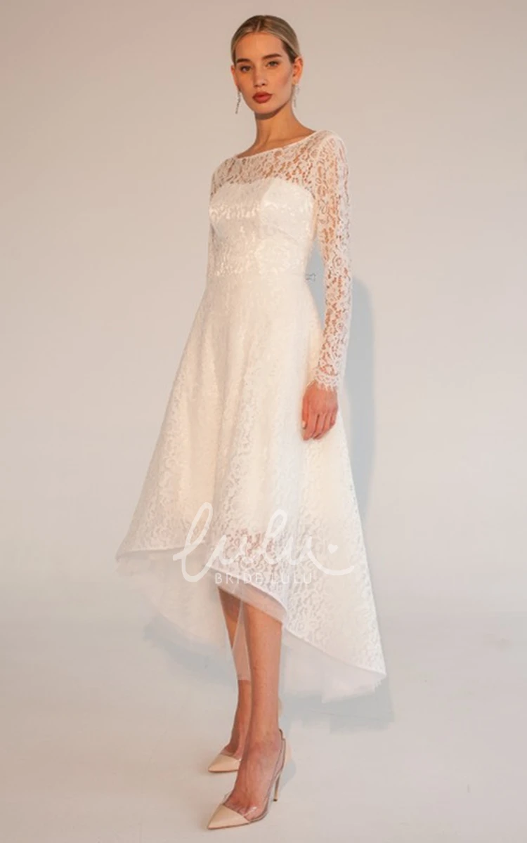 Vintage Lace Long Sleeve High-Low Wedding Dress