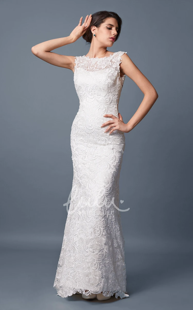 Backless Lace Fit and Flare Wedding Dress with Long Length