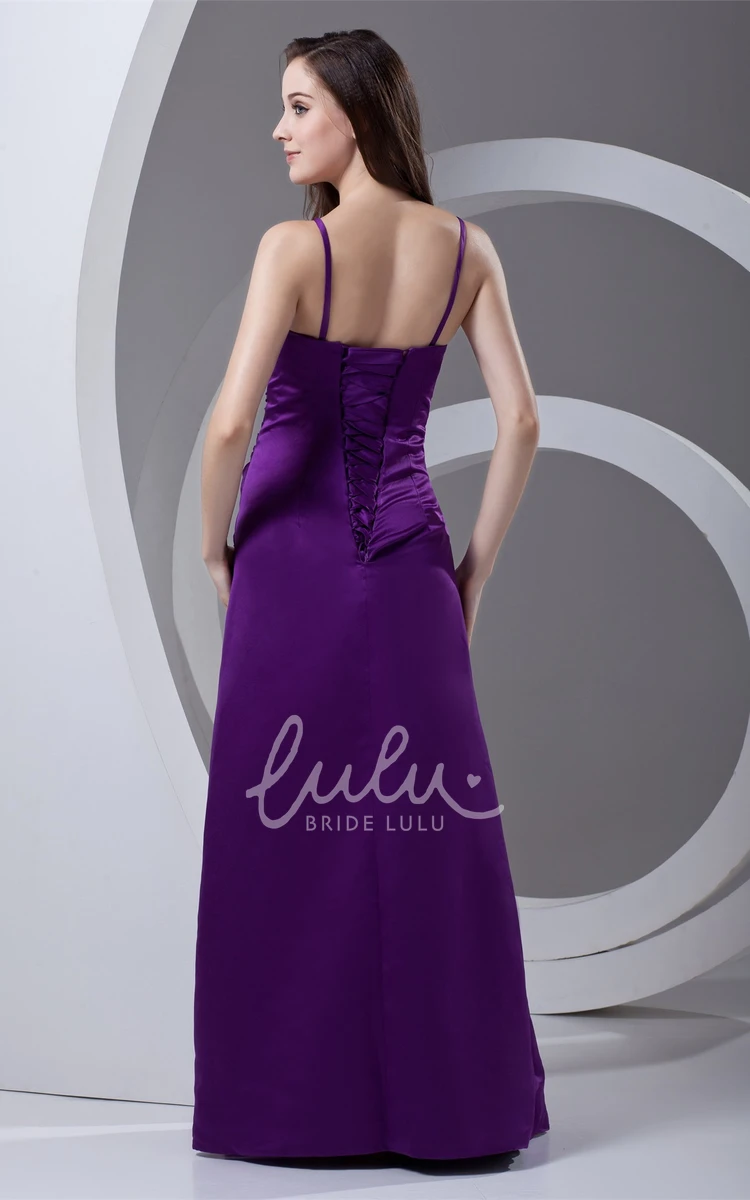 Satin A-line Formal Dress with Beading and Corset Back