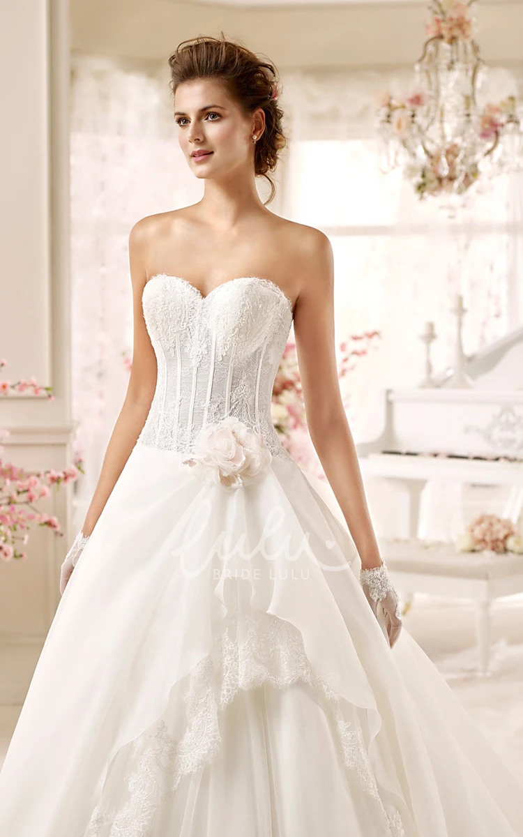 A-line Wedding Dress with Ruching and Lace Corset Sweetheart Style