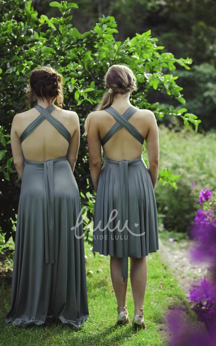 Knee-Length Halter Chiffon Bridesmaid Dress with Sleeveless Ruching and Straps