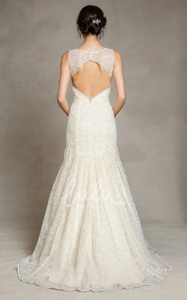 V-Neck Lace Floor-Length Wedding Dress Romantic Bridal Gown