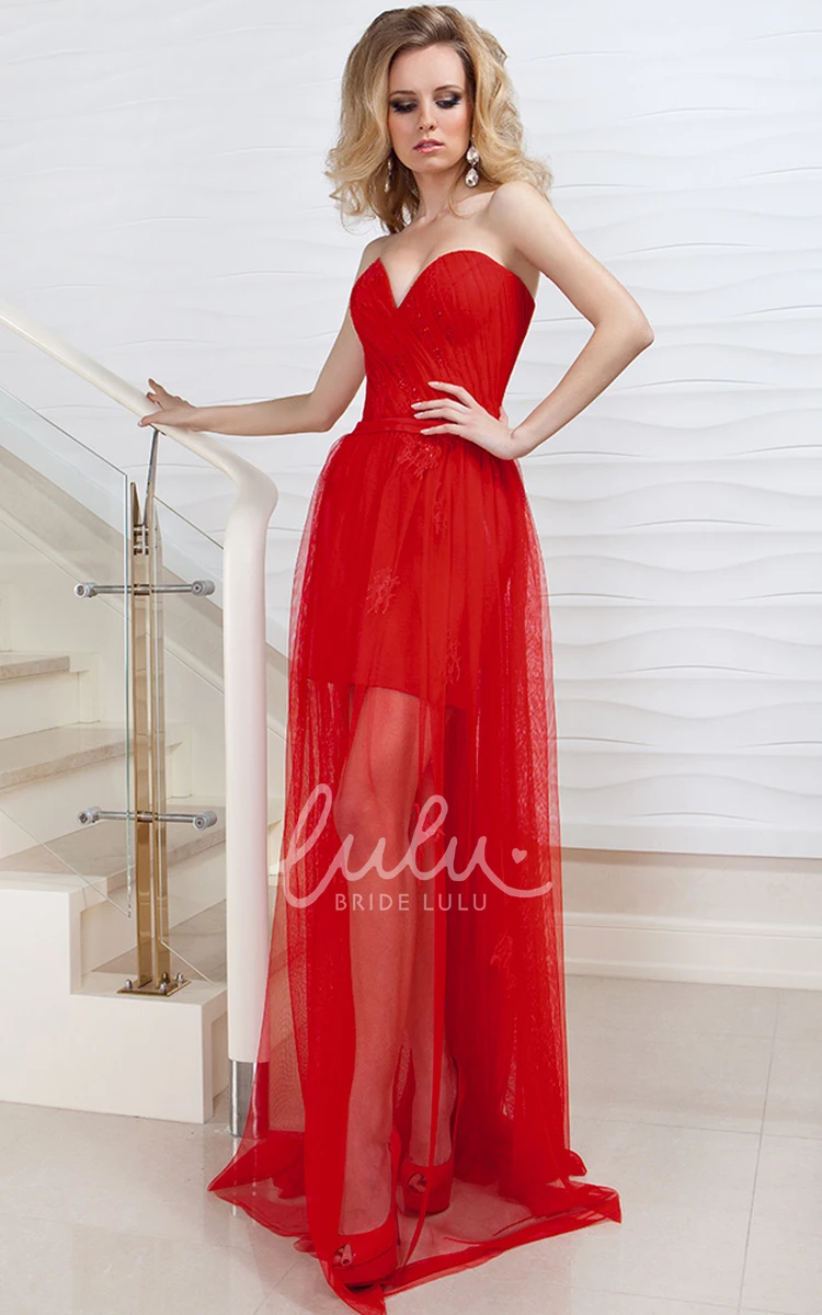 Sleeveless A-Line Tulle Prom Dress with Lace Criss-Cross and Sweetheart Neckline