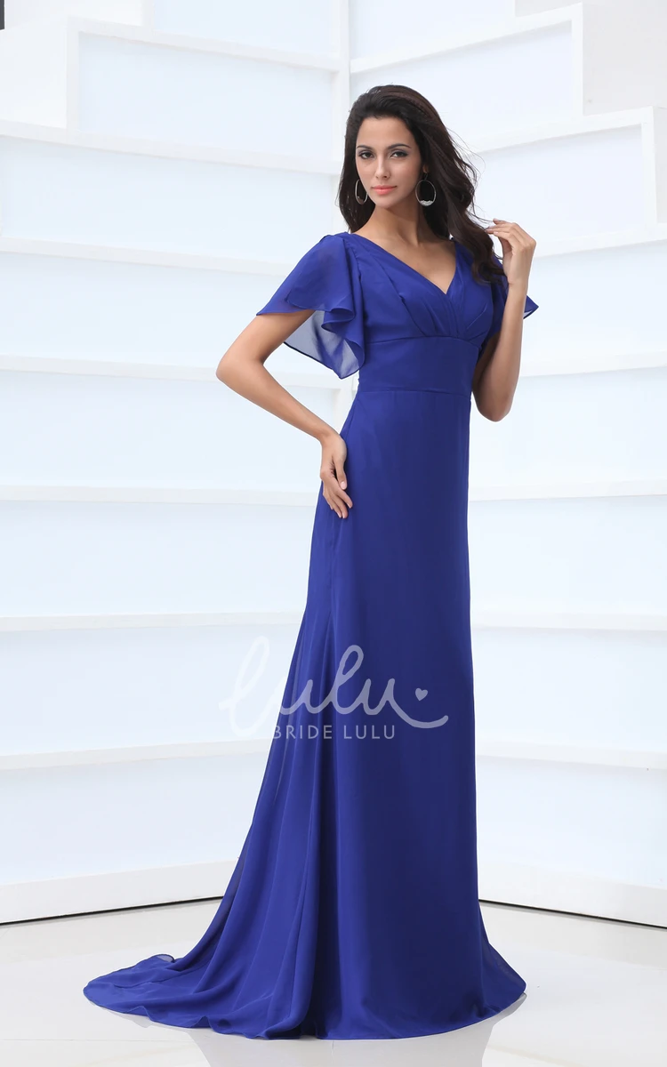 Ethereal Chiffon Bell-Sleeve Maxi Dress with Pleats for Formal Events