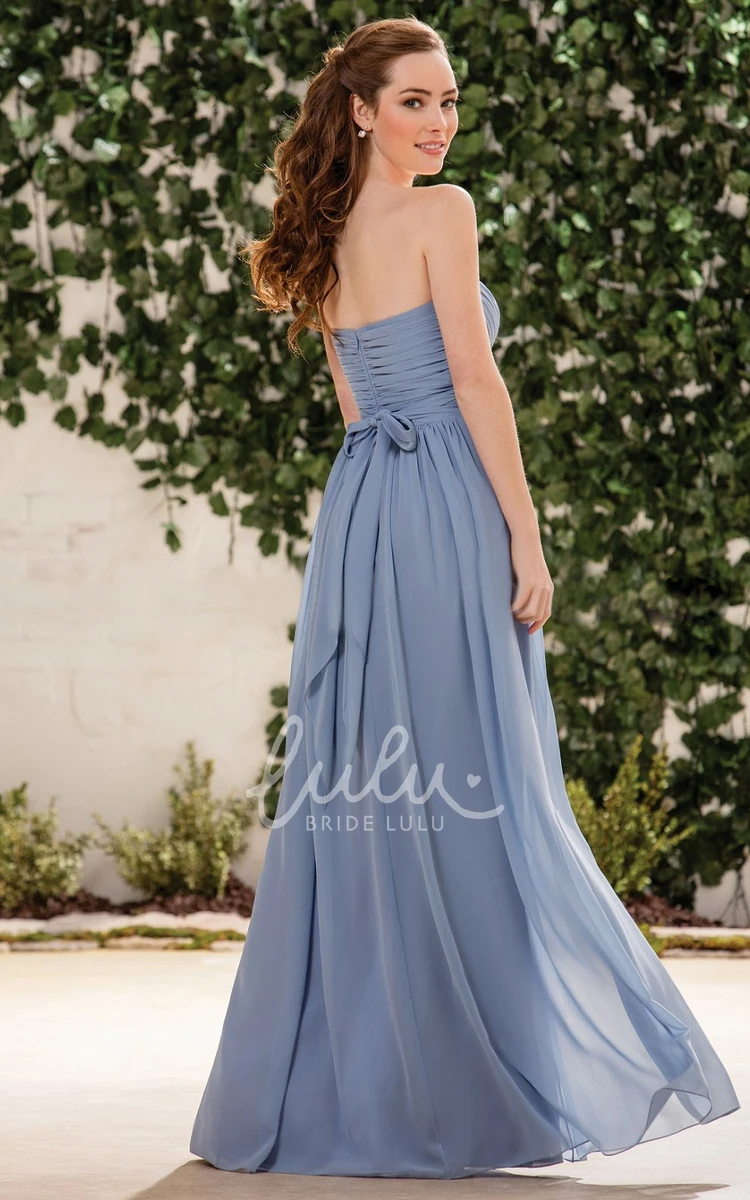 Chiffon A-Line Bridesmaid Dress with Front Slit and Crystals Flowy Prom Dress