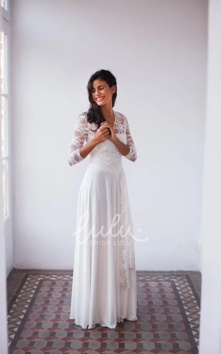 Bohemian Lace Floor-Length Dress with Draping Sleeves