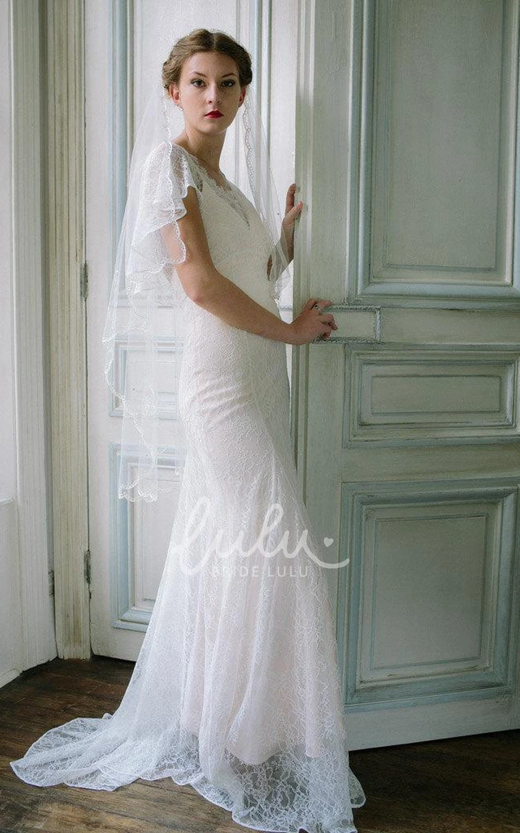 Low-V Back Lace Satin Wedding Dress Mini and Chic