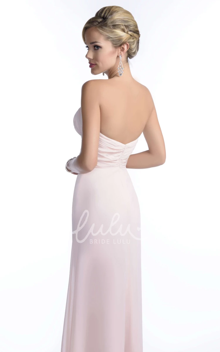 Sweetheart Bridesmaid Dress with Ruching and Jeweled Trim A-Line Chiffon