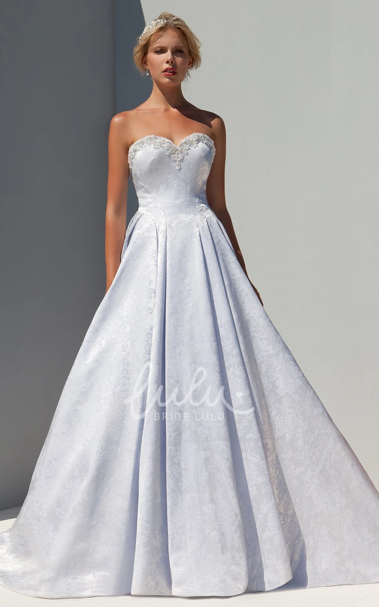 Sweetheart Satin A-Line Wedding Dress with Beaded Embellishments