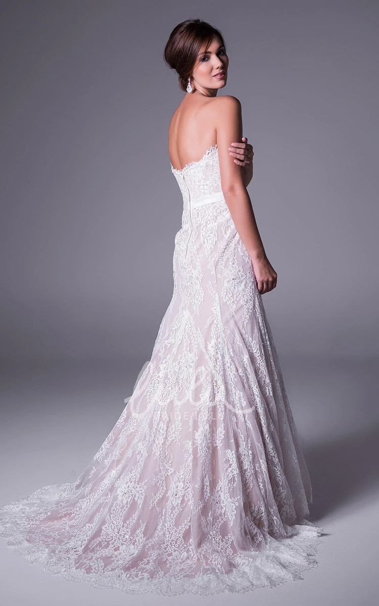 Lace Sweetheart Wedding Dress with Jeweled Embellishments
