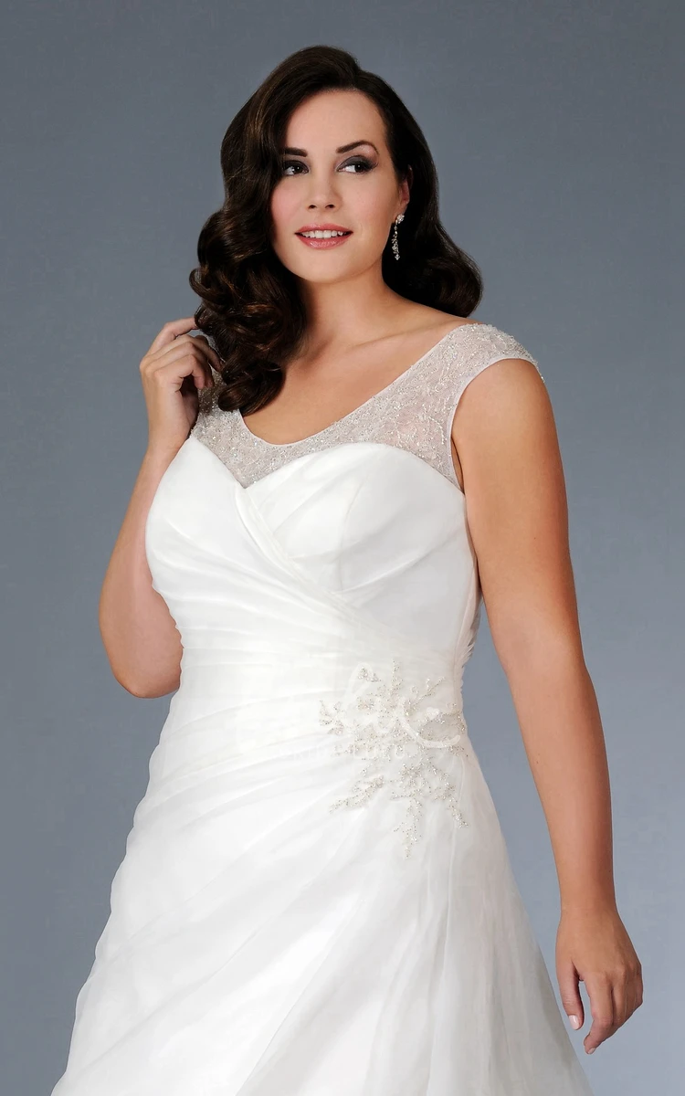 Illusion A-Line Bridesmaid Dress with Straps and Side Ruching