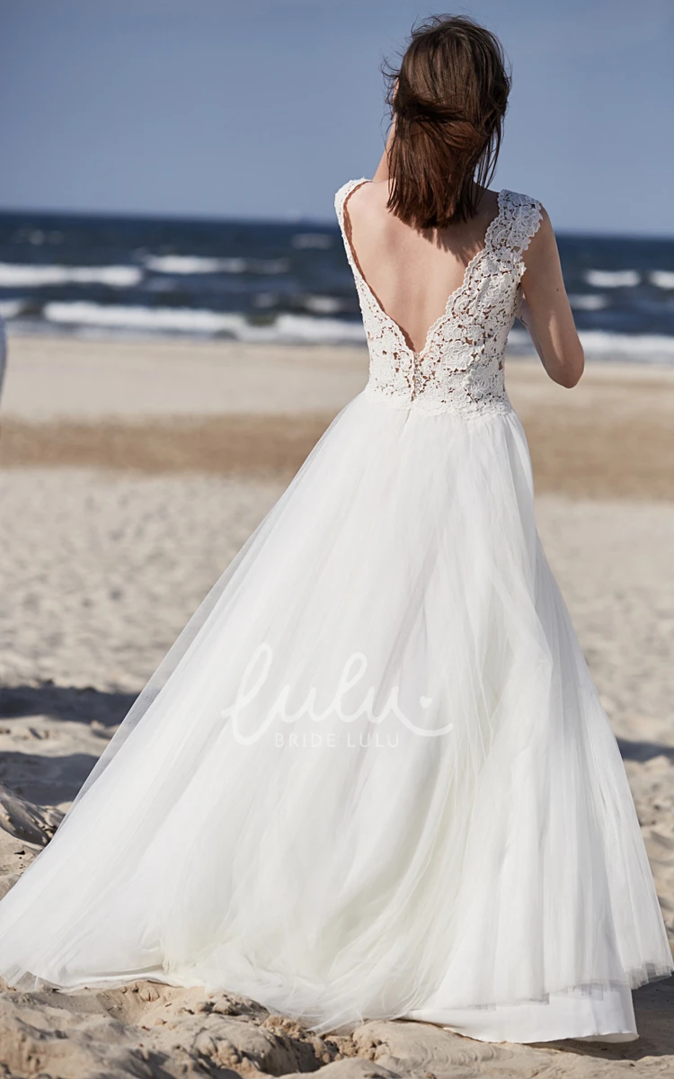 Floor-length Romantic Bridal Gown with Lace and Tulle